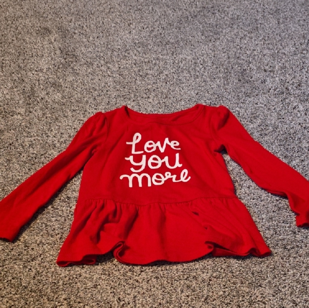 Cat & Jack Red Long Sleeve Tee with Ruffle Hem